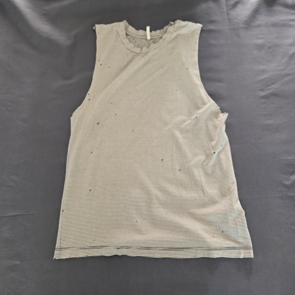 Striped Sleeveless Tank Top - White/Black